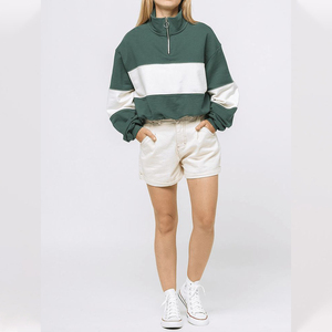 Sudadera Verde con Cierre de Cremallera para Mujer, Sudadera Personalizada con Apliques de Camuflaje, Manga Larga, Estilo Colorblock, Ropa Casual de Calle, Sudadera con Capucha para Invierno - Product Image 5