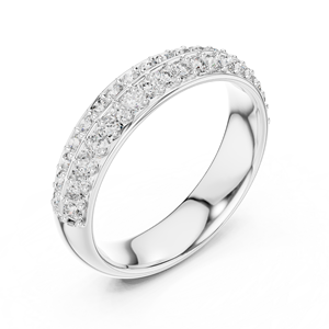 Bague double rangée en or rose avec diamants de laboratoire, alliance élégante, bijoux de mariée de luxe minimalistes pour femmes - Product Image 3