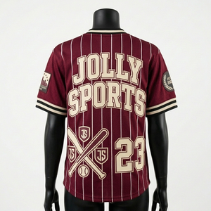 Camiseta de béisbol para mujer, transpirable, de poliéster, con paneles de malla, color granate y blanco con rayas, logotipo bordado, camiseta de béisbol de algodón para mujer - Product Image 2