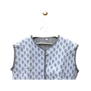 Veste matelassée réversible sans manches en coton imprimé au bloc indien, faite à la main, écologique, pour femme, style bohème chic, doublure en lin confortable - Product Image 4