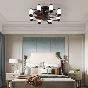 Ventilatore da Soffitto LED Moderno da 22 Pollici con Lampada Cilindrica, Ventilatore a 5 Pale per Camera da Letto e Soggiorno, Arredamento Casa - Product Image 1