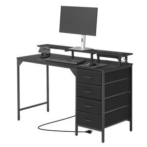 Scrivania da Gaming per Computer da 47 Pollici con Luci LED e Prese di Corrente, Supporto Monitor, 4 Grandi Cassetti, Postazione Studio - Product Image 1