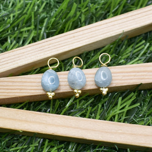 Pendentif en Aquamarine Naturelle Lisse de 8 à 10 mm, Breloque en Pierre Précieuse, Fourniture de Bijoux pour Colliers et Boucles d'Oreilles Délicats - Product Image 5