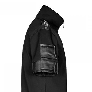 <b>Men's</b> Modern Gothic Shirt Top Selling High Neck Half-Zip Cotton T-Shirt with Faux Leather Trim Outfit - Product Image 5