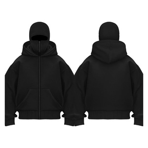 Sweat-shirt unisexe à capuche en polaire rouge surdimensionné avec motif masque, coupe-vent, 100 % coton, anti-boulochage, streetwear, vêtements d'hiver - Product Image 2