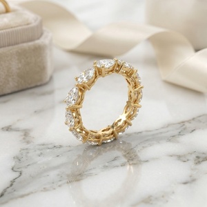 4.80CTW Lab Grown Pear Cut Prong <b>Set</b> for Certified <b>Gold</b> Plated Luxury Eternity <b>Ring</b> - Product Image 3
