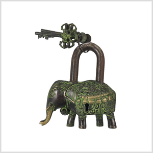 Cadenas décoratif vintage en laiton, style antique, avec clés, design orné gravé, quincaillerie rustique pour la décoration intérieure - Product Image 2
