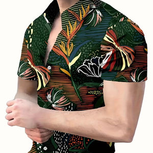 Men's Casual Short-Sleeved Button-<b>Down</b> Shirt Digitally Printed Geometric Pattern Spandex/Polyester Quick Dry Street Music Adults - Product Image 4