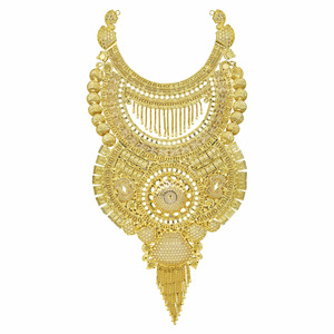 Wholesale Heavy 14K 18K 24K Gold Plated Dubai Style Bridal Set Traditional Floral Design Motif Long Jewelry Set Fashion Jewelry - Product Image 3