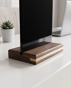 Support de signalétique vertical élégant en acrylique avec base en bois pour la publicité en magasin et les outils de marketing sur les réseaux sociaux - Product Image 3