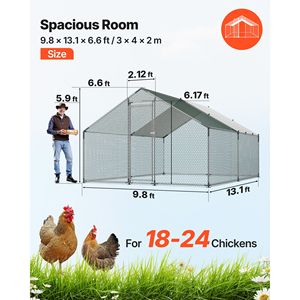 Grande Pollaio in Metallo 9.8 X 13.1 X 6.6 ft con Recinto per Galline e Copertura Impermeabile, Tetto a Spiovente, Recinzione a Rete - Product Image 2