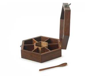 Wood Spice <b>Box</b> For <b>Herb</b> & Spice Storage Container <b>Box</b> 12 Compartments With Acrylic Lid Wood Spice <b>Box</b> - Product Image 3