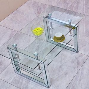 W 39.4\" X <b>D</b> 19.7\" X H 17.7\" Transparent Tempered Glass Coffee <b>Table</b> - Product Image 5