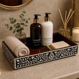 Modern Bone Inlay Marble <b>Bathroom</b> <b>Set</b> Six Piece Striped Design Durable Rectangular <b>Bathroom</b> <b>Soap</b> Dish <b>Dispenser</b> Tray Decor <b>Set</b> - Product Image 4