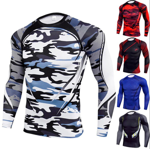 Men Rash Guard Gym Compression Shirt Quick Dry Long Sleeve Workout quick dry breathable for swimming <b>surfing</b> and athletic - Product Image 1