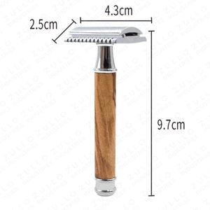 Professional Reusable Twin Blade Shaving <b>Razor</b> for <b>Men</b> Olive Wood Handle Manual Grooming <b>Razor</b> OEM Custom Brand - Product Image 3