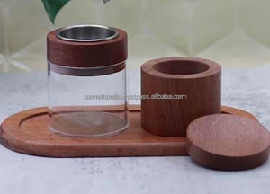 Juego de bandejas Bakhoor de diseño único y moderno, bandeja de Acacia acrílica de madera con quemador Mubkhar para uso religioso - Product Image 2