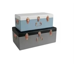 Coffret de rangement décoratif en métal à finition velours bicolore de luxe personnalisé pour le salon et la décoration intérieure - Product Image 3