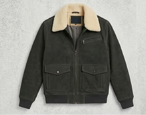 Mens Genuine Leather <b>Shearling</b> aviator <b>Bomber</b> <b>Jacket</b> Black Winter Zip Windproof Premium Quality Rugge - Product Image 5
