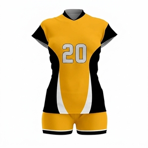 Unisex Custom Sublimated <b>Volleyball</b> Jersey <b>Set</b> Yellow Black Regular Short Sleeve Moisture Wicking Team Apparel Plus Size Adult - Product Image 1