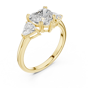 แหวนหมั้นทองคำ 14K ยี่ห้อ Aries Jewel ประดับเพชรเพาะเลี้ยงในห้องปฏิบัติการ รับรองโดย IGI น้ำหนัก 2 กะรัต รูปทรงหัวใจและรูปทรงไตรลิออนด้านข้าง เหมาะสำหรับวันครบรอบแต่งงาน - Product Image 2