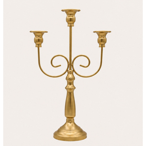 Elegante Candelabro Dorado de 3 Brazos, Centro de Mesa Metálico para Decoración de Bodas y Fiestas, Portavelas de Lujo - Product Image 1