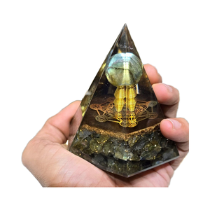 Sphère de pyramide d'orgone hexagonale en Labradorite de qualité supérieure Pierre précieuse de protection EMF sculptée de meilleure qualité pour la méditation Nouveau - Product Image 1