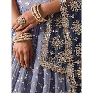 <b>Plus</b> <b>Size</b> Precious Blue <b>Sequins</b> Georgette Party Wear Lehenga Choli - Product Image 2