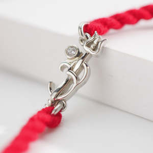 Charme Divine Om & Trishul en argent sterling plaqué rhodium avec zircon cubique, fait main, produit en vrac, RAKHI pour l'hinduisme - Product Image 4