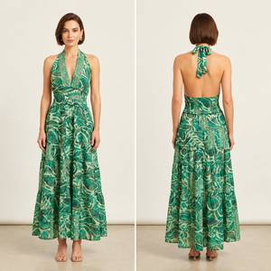 Sleeveless African Print Maxi Dress Women V Neck Tiered <b>Long</b> Dress Elegant <b>Floral</b> Casual Summer Beachwear - Product Image 5
