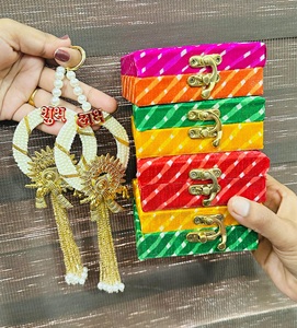 Magnifique Décoration de Porte Krishna Shubh Labh en Perles, Faite à la Main, Plaqué, avec Impression Rajasthani Leheriya, Coffret Cadeau, Jaipurios Bhajan Sandhya - Product Image 2