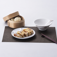 Assiette à dumplings en mélamine à 2 compartiments, 200 mm, assiette ronde divisée avec bol à sauce intégré pour restaurant, gyoza, sans BPA