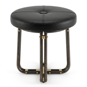 Taburete Moderno, Portátil, Ligero y Compacto de Acero Inoxidable con Tapicería de Cuero, Acabado Duradero, Decoración Minimalista para Apartamentos - Product Image 2