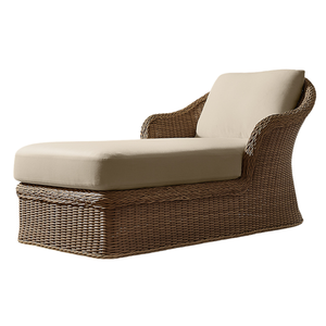 Chaise longue en rotin avec structure en teck durable, coussin résistant aux intempéries, écologique, confortable pour l'extérieur, la maison, l'hôtel, le jardin - Product Image 4