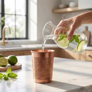 SALEEM INTERNATIONAL Pure <b>Copper</b> Traditional Engraved Design Portable Travel Water <b>Bottle</b> Lid Large Capacity for Office Home - Product Image 3