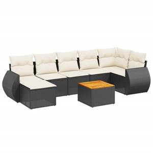 Black Garden <b>Sofa</b> Set <b>Rattan</b> Outdoor Furniture 6 Seater Weather Resistant Contemporary Design - Product Image 4