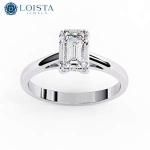 Nouvelle bague de fiançailles solitaire en diamant de laboratoire taille émeraude avec certificat IGI - Product Image 3