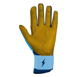 Blue Leather Batting Glove Full Finger Padded <b>Hook</b> And Loop Closure Unisex Adult Training - Product Image 1