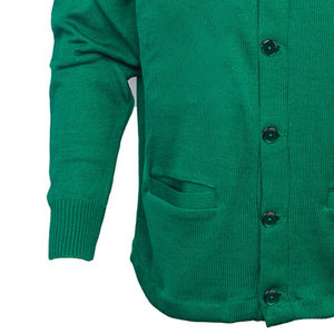 Green Knitted <b>Cardigan</b> With Pink A Letter And Stripes V Neck Long Sleeve Women's Casual Sweater Top - Product Image 3