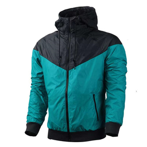 Manufacturer Wholesale Custom Lightweight Nylon Polyester Sports <b>Men</b> Hooded Contrast Color Block Windbreaker <b>Jackets</b> - Product Image 2