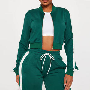 Conjunto Deportivo de Algodón para Mujer, Color Verde Oliva, con Capucha, Chaqueta Impermeable con Cremallera, Forro Polar, Secado Rápido, Pantalones Anchos - Product Image 2