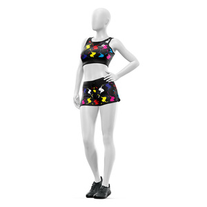 Ensemble de vêtements de yoga et de fitness pour femmes en 2 pièces, soutien-gorge de sport, short taille haute, séchage rapide, sans couture, OEM ODM, ensembles en gros - Product Image 1