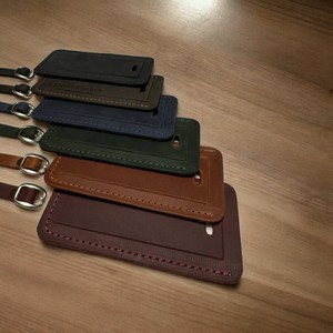 Custom Logo Genuine Leather Luggage Tags Privacy Flap Travel Bag Tags Luxury Suitcase <b>Labels</b> Wholesale LMP-0225 - Product Image 6