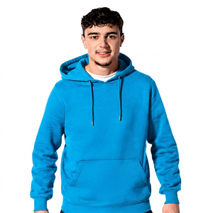 Men's Navy Blue <b>Hooded</b> <b>Fleece</b> Sweatshirt Regular Fit Casual Solid Color Pullover with Front Pocket Autumn Wear - Product Image 5
