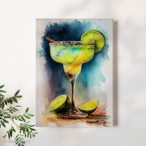 Décoration murale festive, illustration colorée de cocktail Margarita, impression d'art mural moderne pour bar et maison - Product Image 1