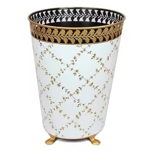 Modern <b>Black</b> Cylindrical Metal Storage Bucket Open Top Minimalist Design Indoor Outdoor Household Waste Bin Geometric Patter - Product Image 5