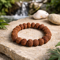 Pulsera Unisex de Rudraksha Panchmukhi Natural Certificada por Laboratorio, para Meditación, Inspiración y Crecimiento Espiritual, Venta al Por Mayor