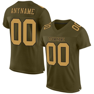 Vente en gros directe OMMIZ INDUSTRY Maillot de football personnalisé Olive Or Vieil-Or Noir Maille Authentique Salute To Service - Product Image 1