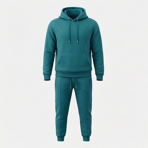 Survêtement à capuche uni pour homme, coupe décontractée, longueur intégrale, avec poches latérales, fermeture à cordon, style automne - Product Image 1