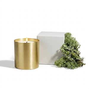 Wholesale Matte Gold Metal Candle Jar <b>Empty</b> Brushed Brass Aluminum Candle Container with <b>Gift</b> <b>Box</b> for Premium Scented Candle - Product Image 1